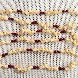 Vintage Set of 8 Popcorn Cranberry Blow Mold Plastic Garland Strands 8 Feet Long